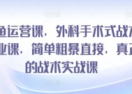 闲鱼运营课，外科手术式战术创业课，简单粗暴直接，真正的战术实战课