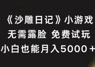 《沙雕日记》小游戏，无需露脸免费试玩，小白也能月入5000+【揭秘】