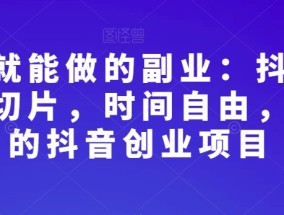 在家就能做的副业：抖音短视频切片，时间自由，大众的抖音创业项目